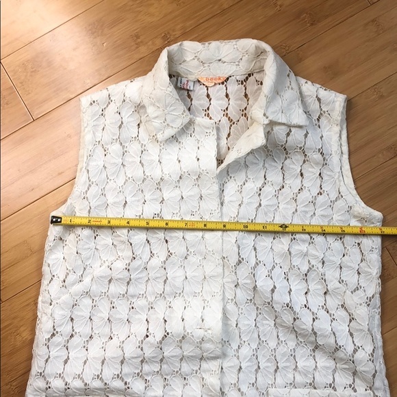 Vintage Becky white lace top vest pockets collar M - Picture 11 of 13